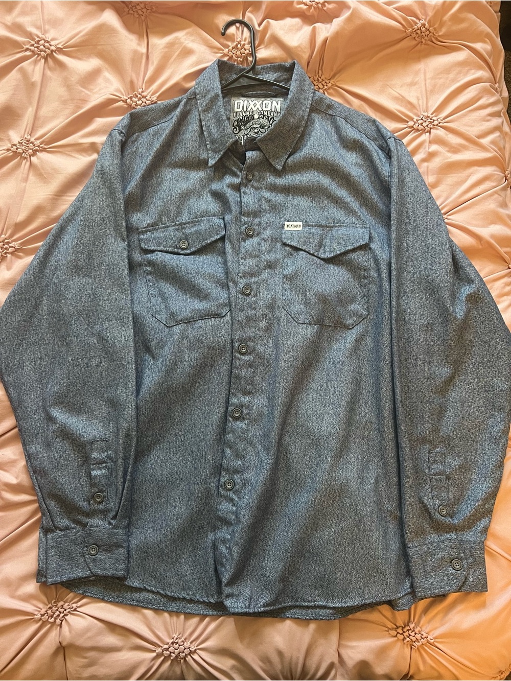 DIXXON Flannel XXL Men's Casual Button-Down Shirt in Heathered Blue